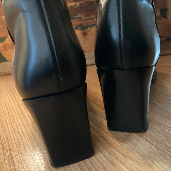 Classic heeled dress leather dress boots, leather lined, black size 7 - Picture 5 of 16